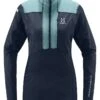 Fleecepullover "L.I.M Mid Fast" In Dunkelblau/ Türkis -Damenbekleidung haglofs fleecepullover l i m mid fast in dunkelblau turkis