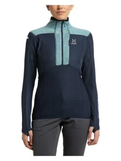 Fleecepullover "L.I.M Mid Fast" In Dunkelblau/ Türkis -Damenbekleidung haglofs fleecepullover l i m mid fast in dunkelblau turkis 2