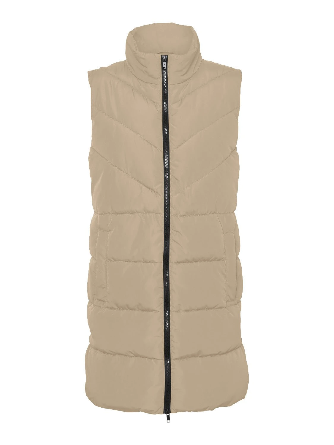 Noisy May Lange Steppweste NMDALCON Puffer Winterjacke Ohne Ärmel In Beige 3 Noisy May Lange Steppweste NMDALCON Puffer Winterjacke Ohne Ärmel In Beige