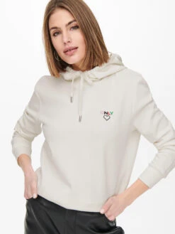 ONLY Sweatshirt Mit Kapuze Cloud Dancer -Damenbekleidung only sweatshirt mit kapuze cloud dancer 5