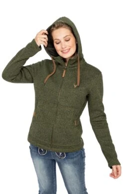Sweatjacke ELISSA Oliv -Damenbekleidung os trachten sweatjacke elissa oliv 2