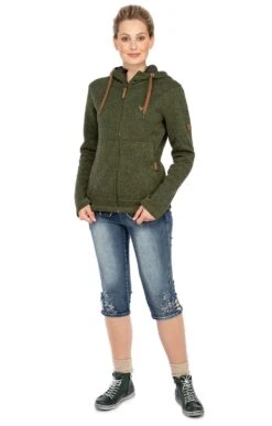 Sweatjacke ELISSA Oliv -Damenbekleidung os trachten sweatjacke elissa oliv 4