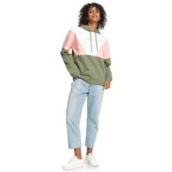 Roxy Freizeit Sweatshirts Lets Get Going Fleece Hoodie Women Green -Damenbekleidung roxy freizeit sweatshirts lets get going fleece hoodie women green 4