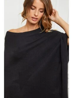Poncho "Bali" In Schwarz -Damenbekleidung so cachemire poncho bali in schwarz 3