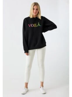 Sweatshirt "Voilà" In Schwarz